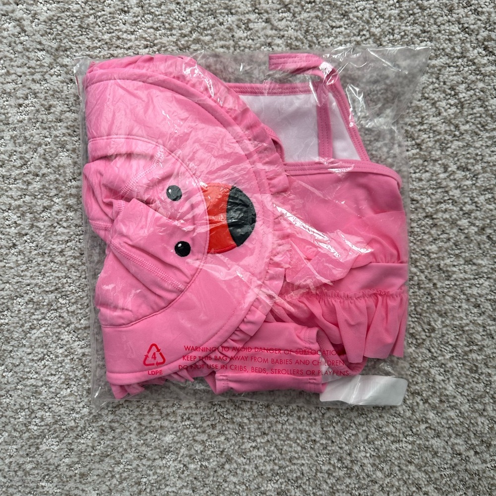 Hannah Andersson Baby One-Piece Flamingo Swimsuit & Swim Hat Set